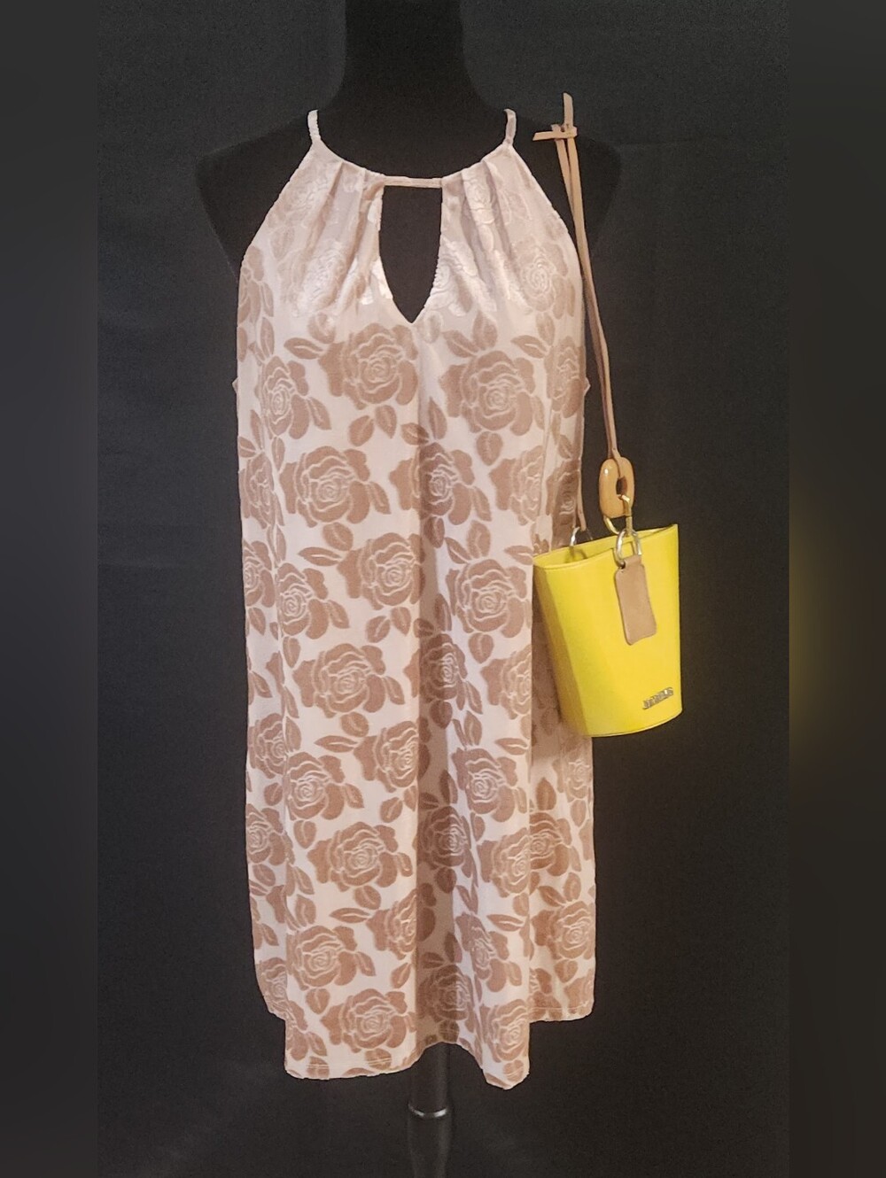 Candies Velvet Rose Pleated Halter Swing Dress in True Mauve Size L